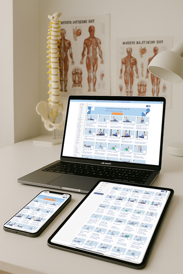 Cross-device physiotherapy software for creating patient exercise plans