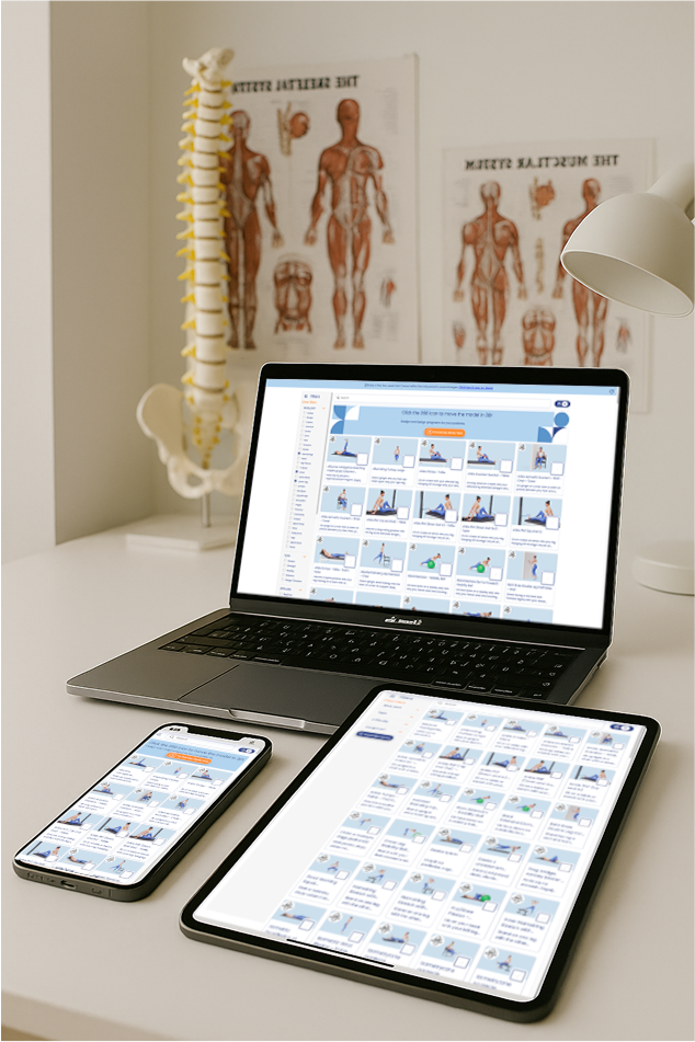 Cross-device physiotherapy software for creating patient exercise plans